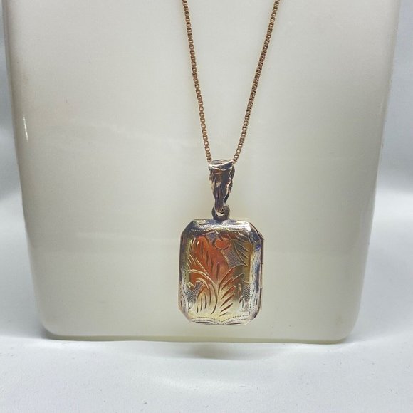 Vintage Square Locket Sterling Silver Necklace Photo Memory Children - Picture 1 of 5